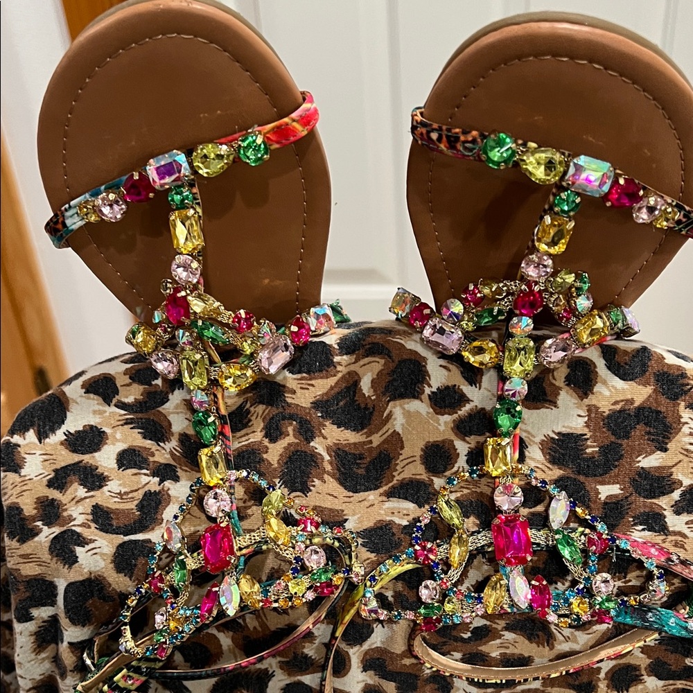 Thalia Sodi Multicolor Gem Sandals